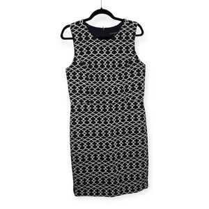 NWT Banana Republic Dress Women's 10 Navy White Ikat Sheath Sleeveless Career